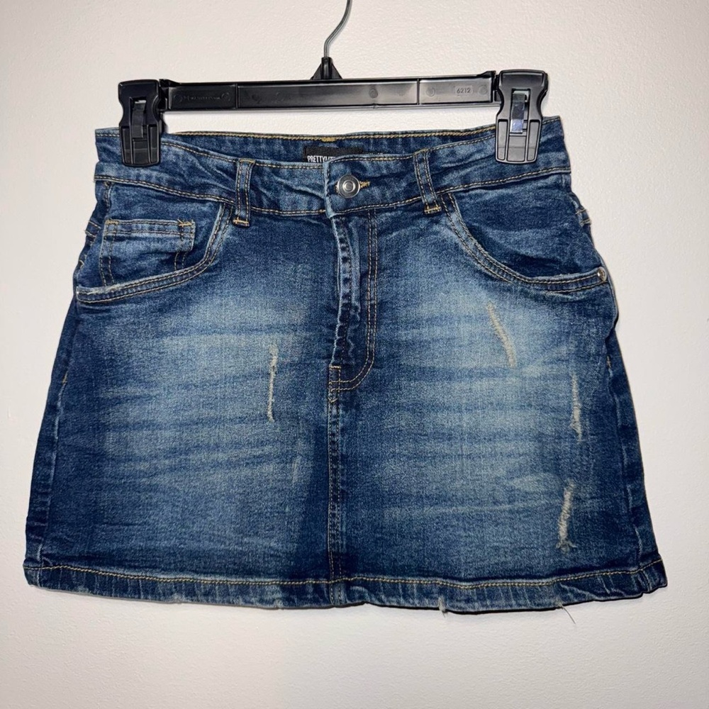 PrettyLittleThing Distressed Blue Mini Skirt